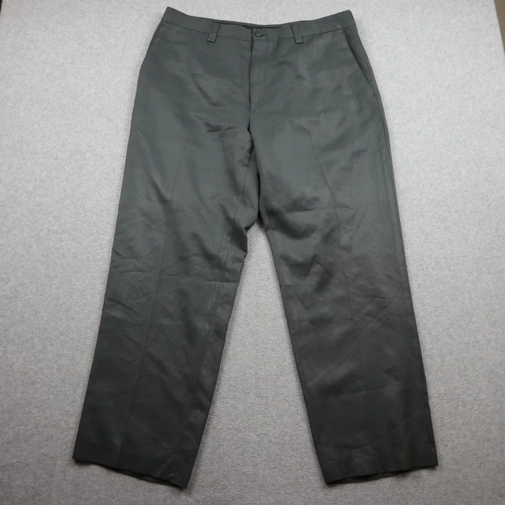 Kenneth Cole Reaction Dress Pants Mens 36x30 Gray Herringbone Flat Front Slacks